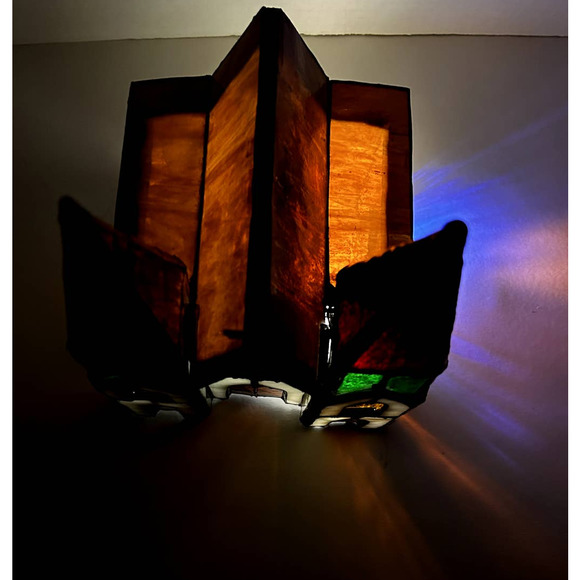 Vintage Tiffany Style Stained Glass Cathedral Church Christmas Tabletop Decor - Picture 6 of 12